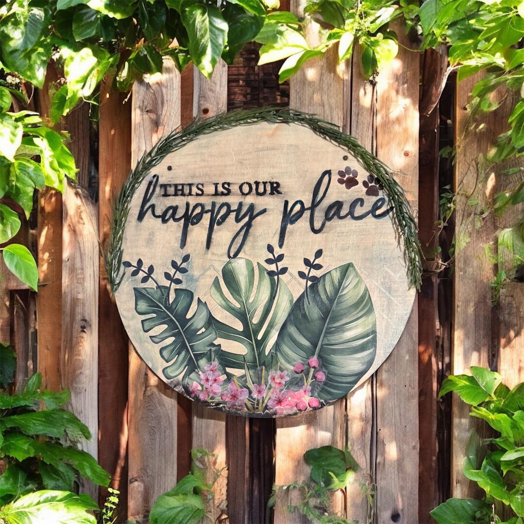 Happy Place Home Decor (12-inch Round Sign) - Etsy