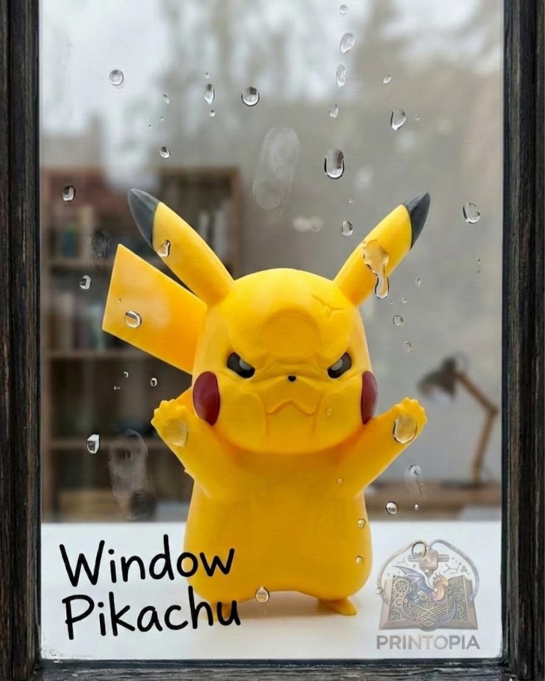 Pikachu Window Vector Angry Pikachu Window - 3D Printed Pokemon - Smashed Pikachu Decoration ...