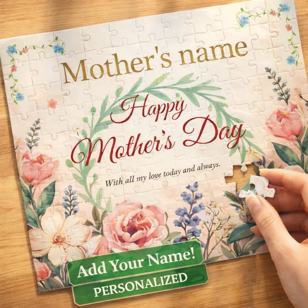 Happy Mothers Day Puzzle | Personalized Floral Mom Gift | Custom Name ...