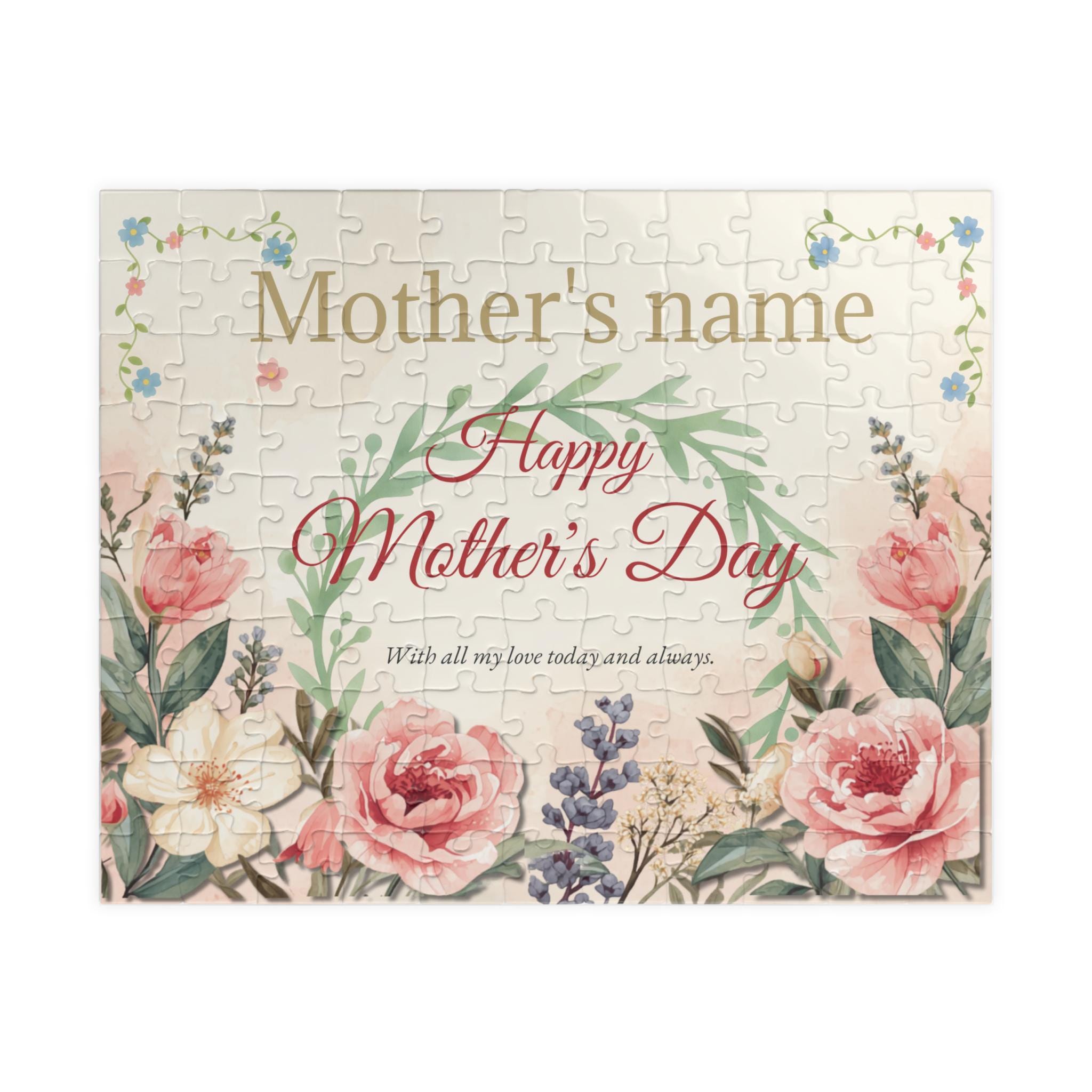 Happy Mothers Day Puzzle | Personalized Floral Mom Gift | Custom Name ...