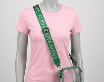 AKA Inspired Adjustable Bag Strap | AKA Style Purse Strap | Pink & Green Crossbody Strap | Sorority Inspired Gift | Versatile Handbag Strap