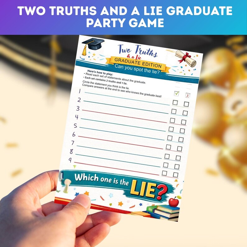Two Truths and a Lie Graduation Game Printable, Grad Party Game ...