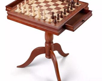 Luxury Wooden Chess Table Solid Wood Chess Board Premium Chess Set Furniture High End Game Table Handmade Style Home Decor