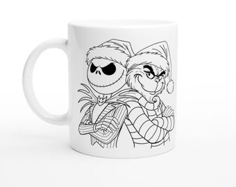 Witte keramische mok 'nachtmerrie voor kerst' van 11 oz