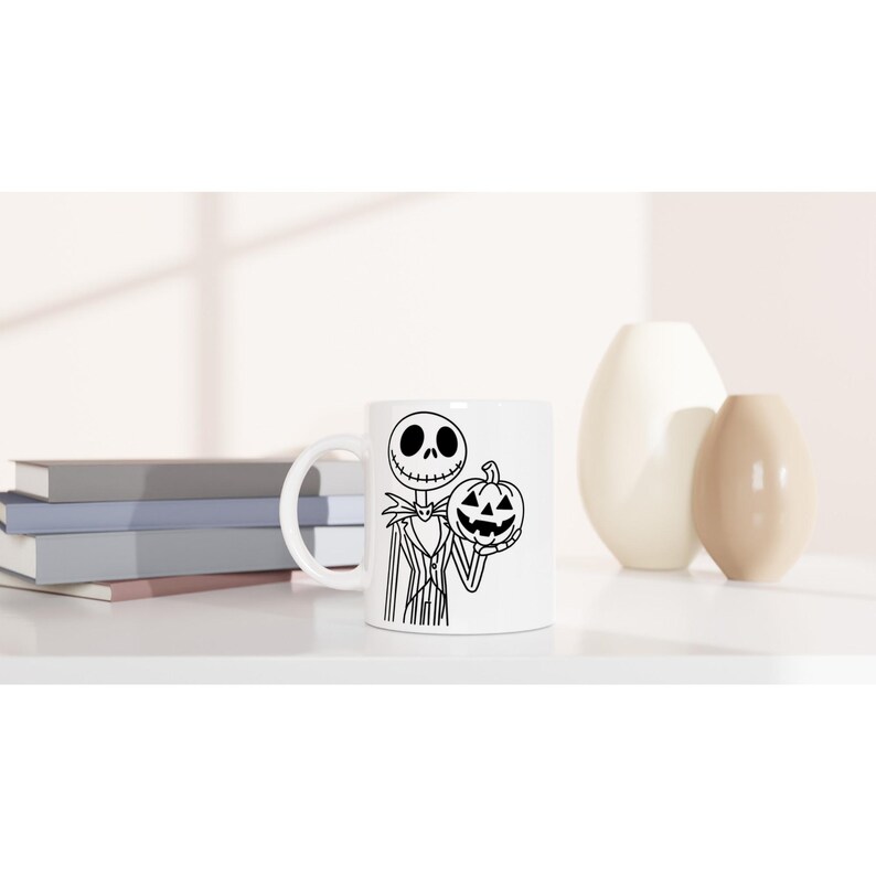 Witte 11oz jack skellington keramische mok afbeelding 3