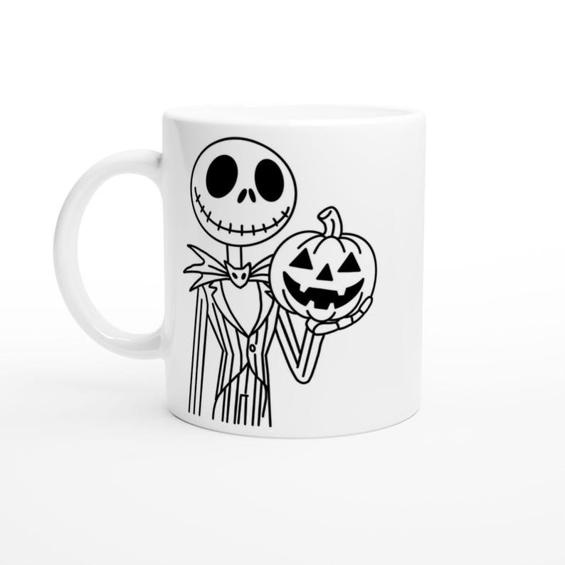 Witte 11oz jack skellington keramische mok afbeelding 1