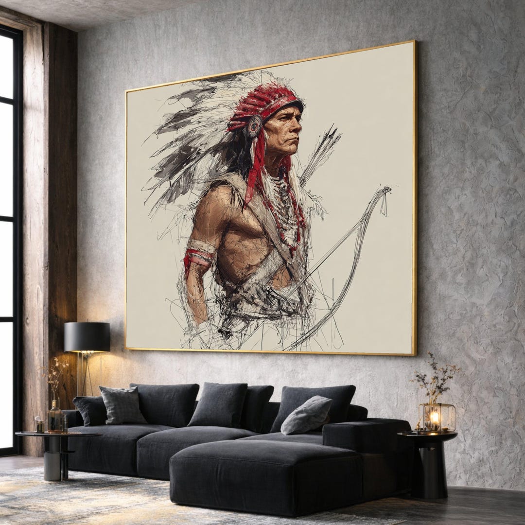 Native American Warrior Art Print, Tribal Wall Art, Indigenous Decor ...