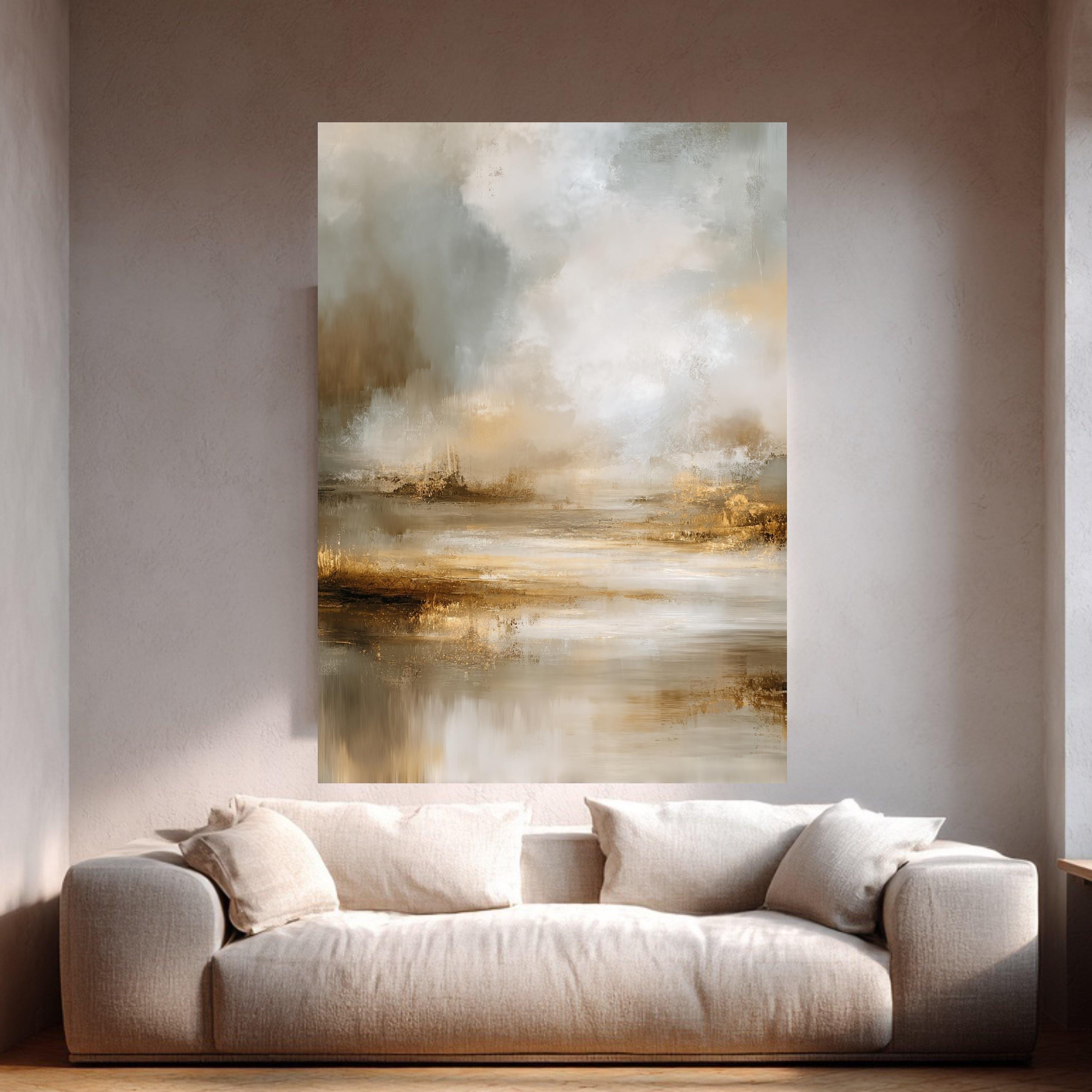 Neutral Abstract Landscape Art Print, Canvas Wall Art Decor, Modern Art ...