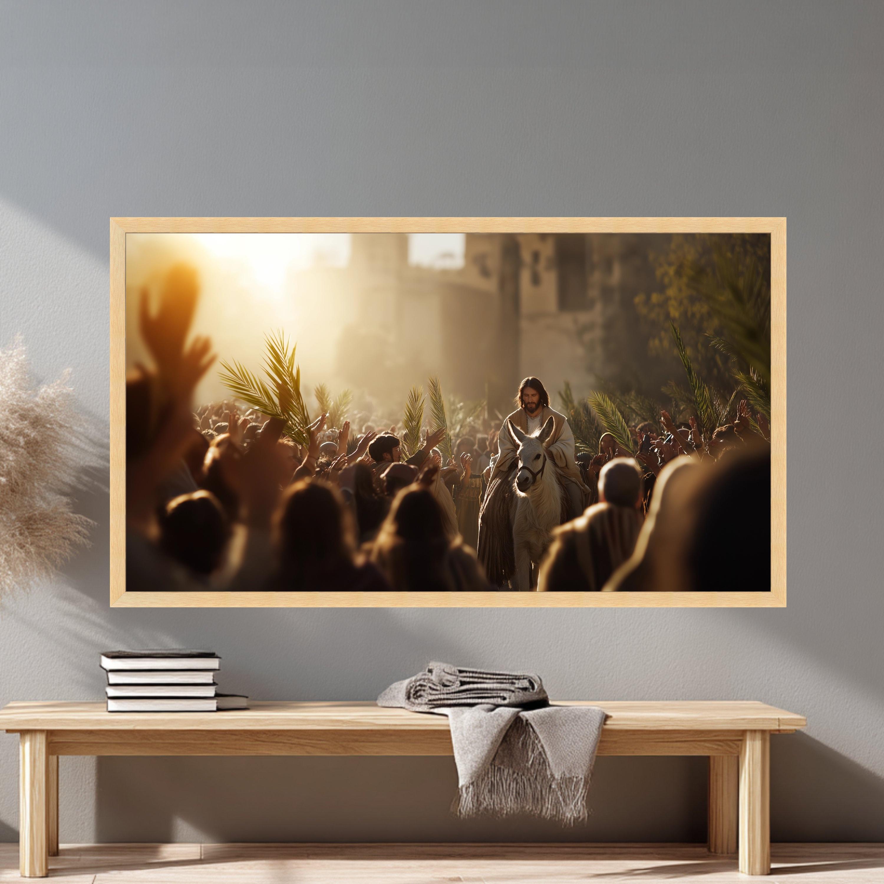 Jesus Triumphal Entry Print, Palm Sunday Art, Christian Holy Week Wall ...