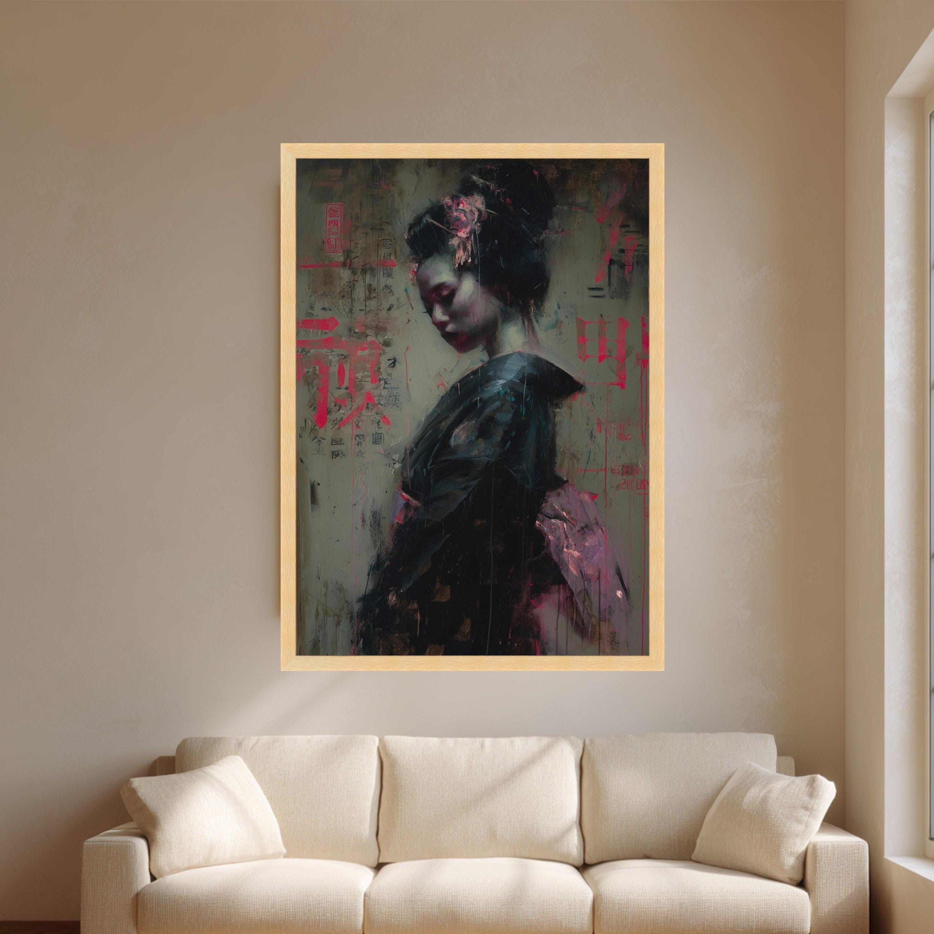 Geisha Portrait Art Print, Japanese Woman Wall Art, Asian Decor Canvas ...