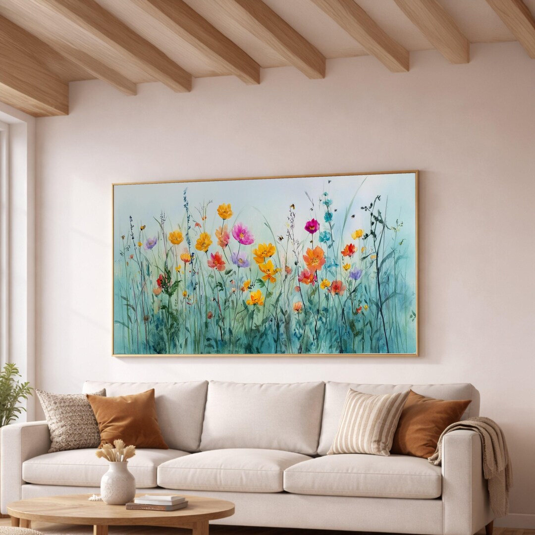 Wildflowers Watercolor Art Print, Floral Wall Art, Colorful Flowers ...