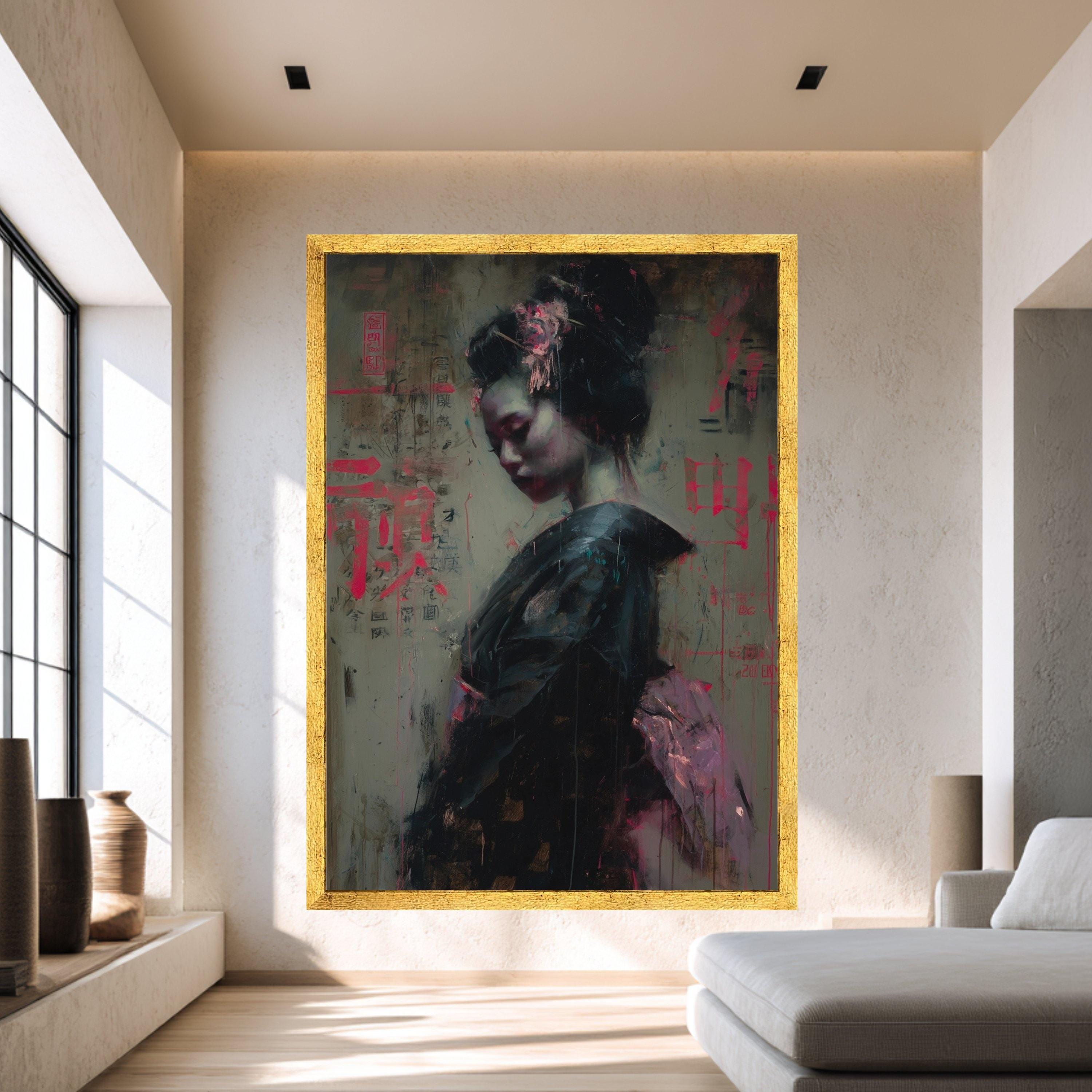 Geisha Portrait Art Print, Japanese Woman Wall Art, Asian Decor Canvas ...