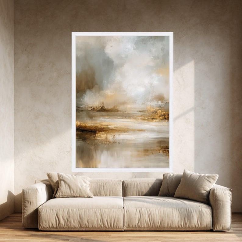 Neutral Abstract Landscape Art Print, Canvas Wall Art Decor, Modern Art ...