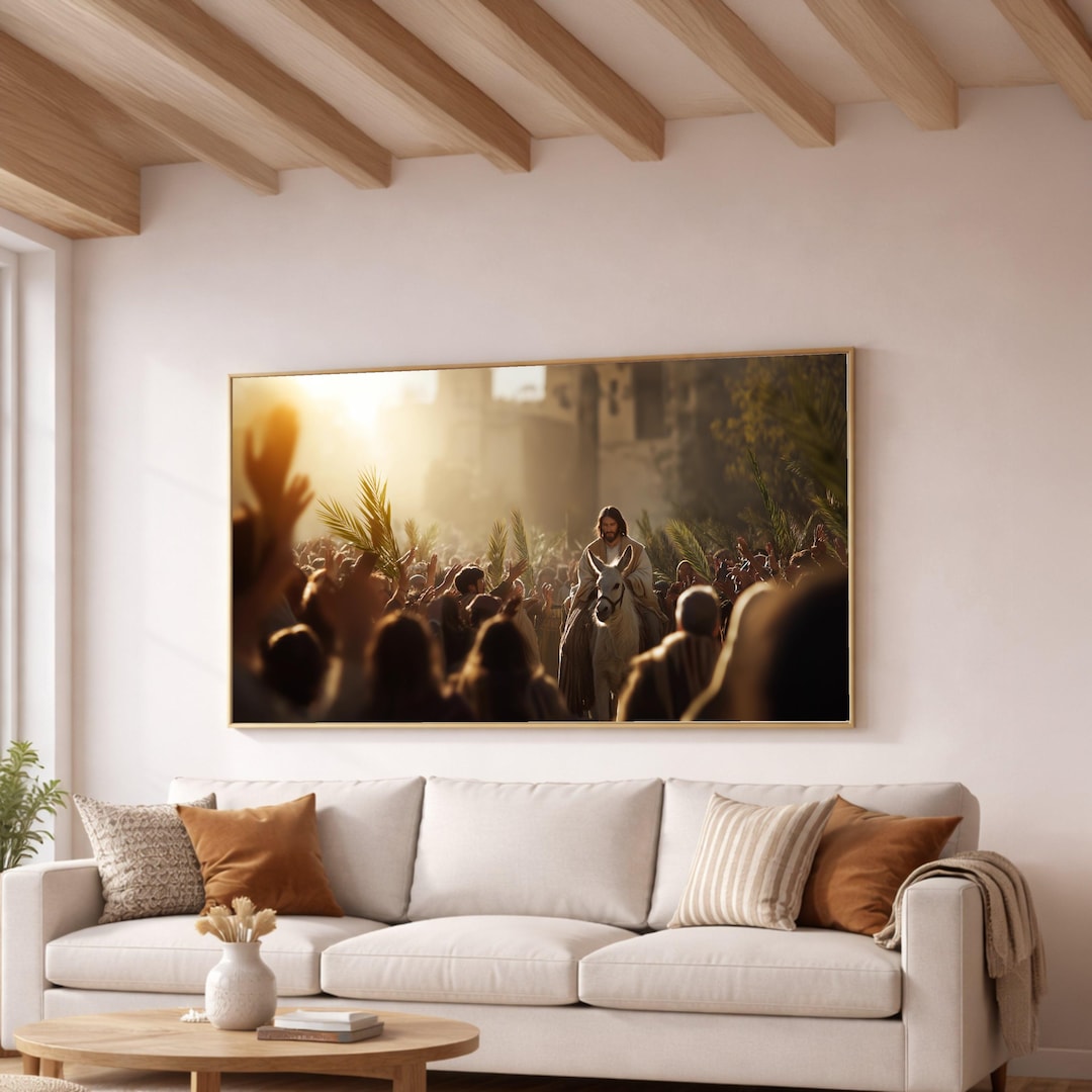 Entry Print Jesus Triumphal Entry Print, Palm Sunday Art, Christian Holy Week Wall ...