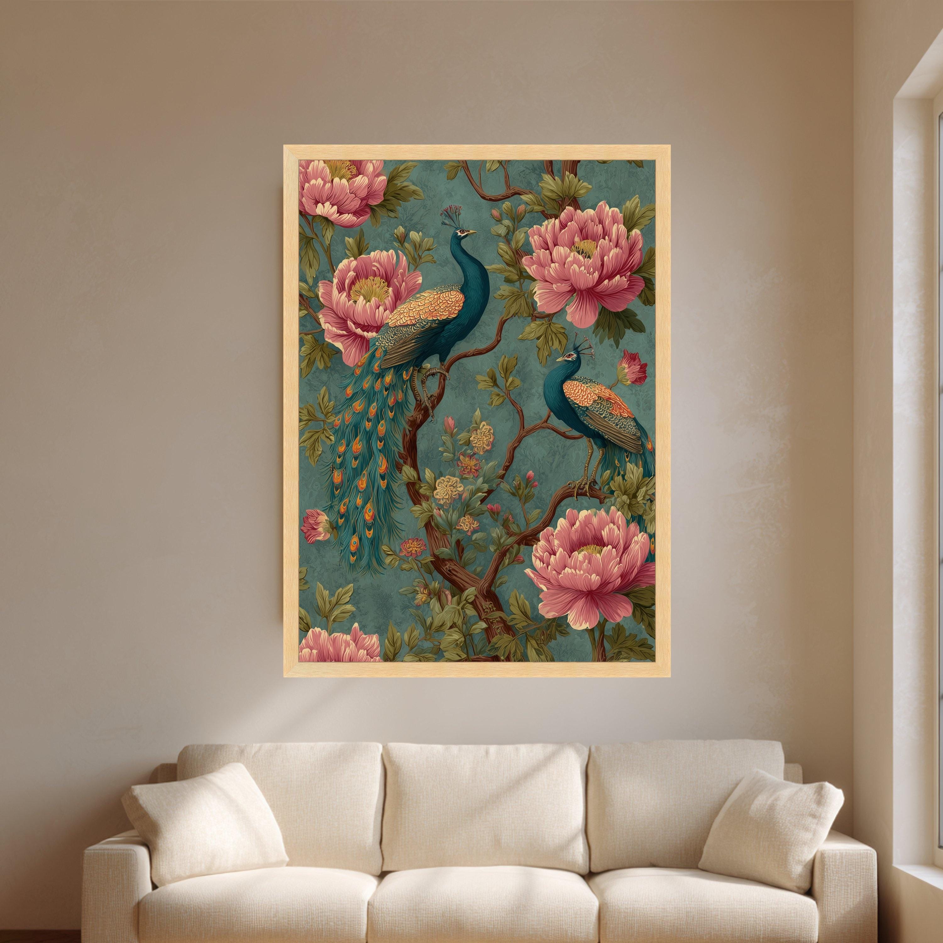 Vintage Peacock Wall Art Canvas, Peacock Print, Peacock Art, Peacock