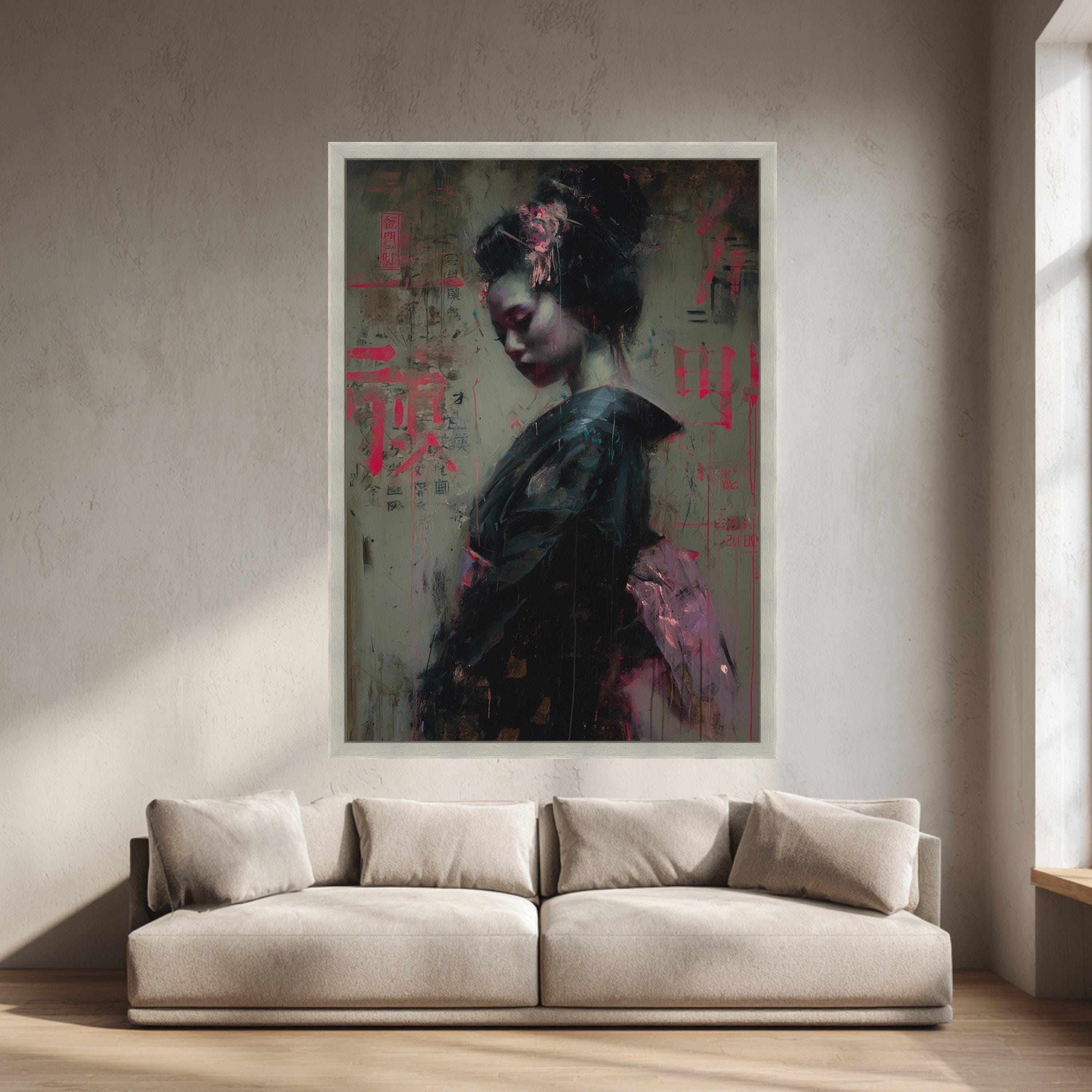 Geisha Portrait Art Print, Japanese Woman Wall Art, Asian Decor Canvas ...