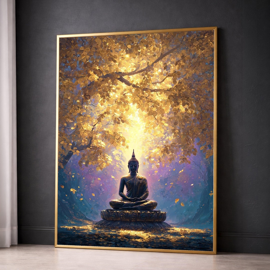 Buddha Statue Meditation Art Print, Spiritual Wall Art, Zen Decor, Yoga ...