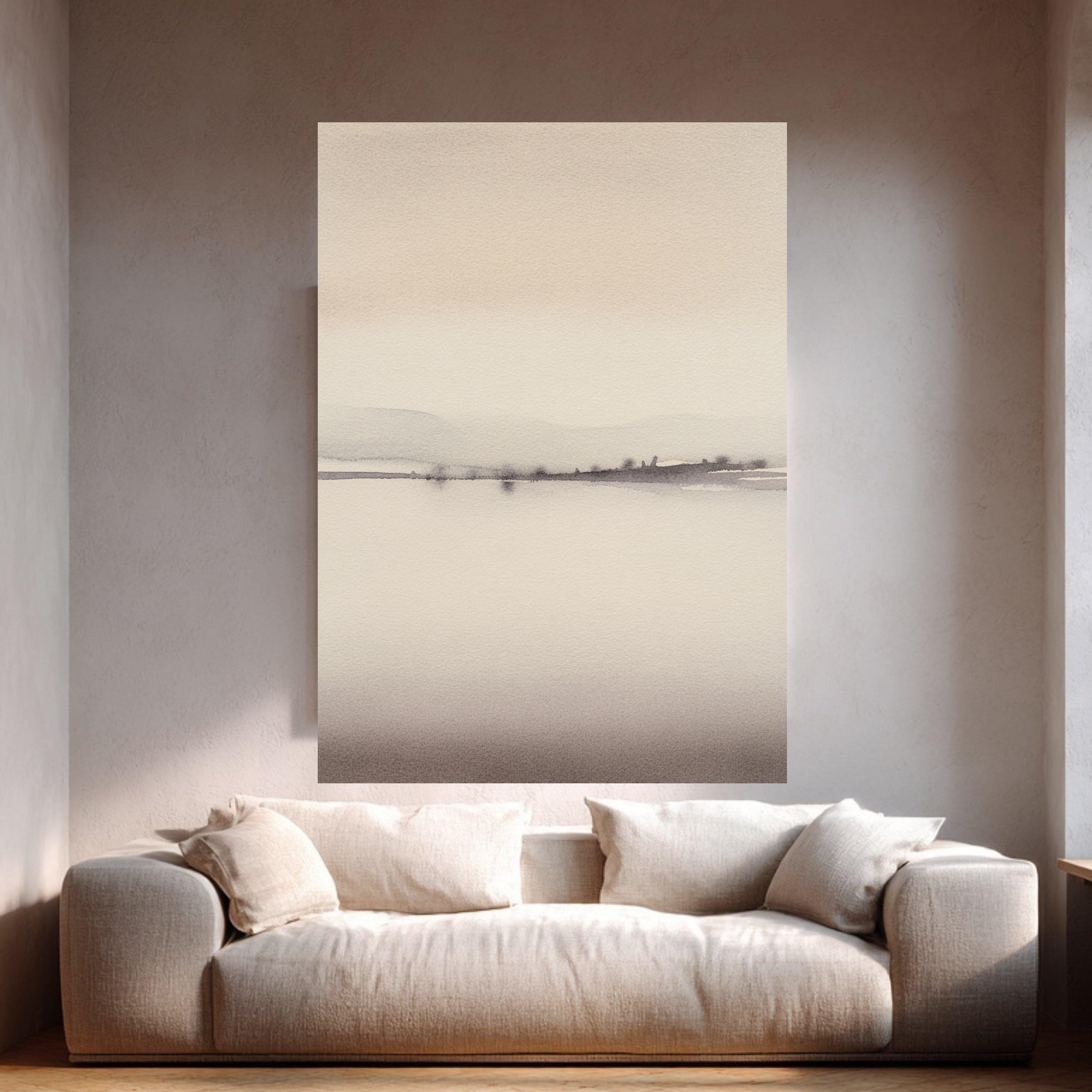 Minimalist Horizon Canvas Art, Abstract Landscape Wall Art, Neutral ...