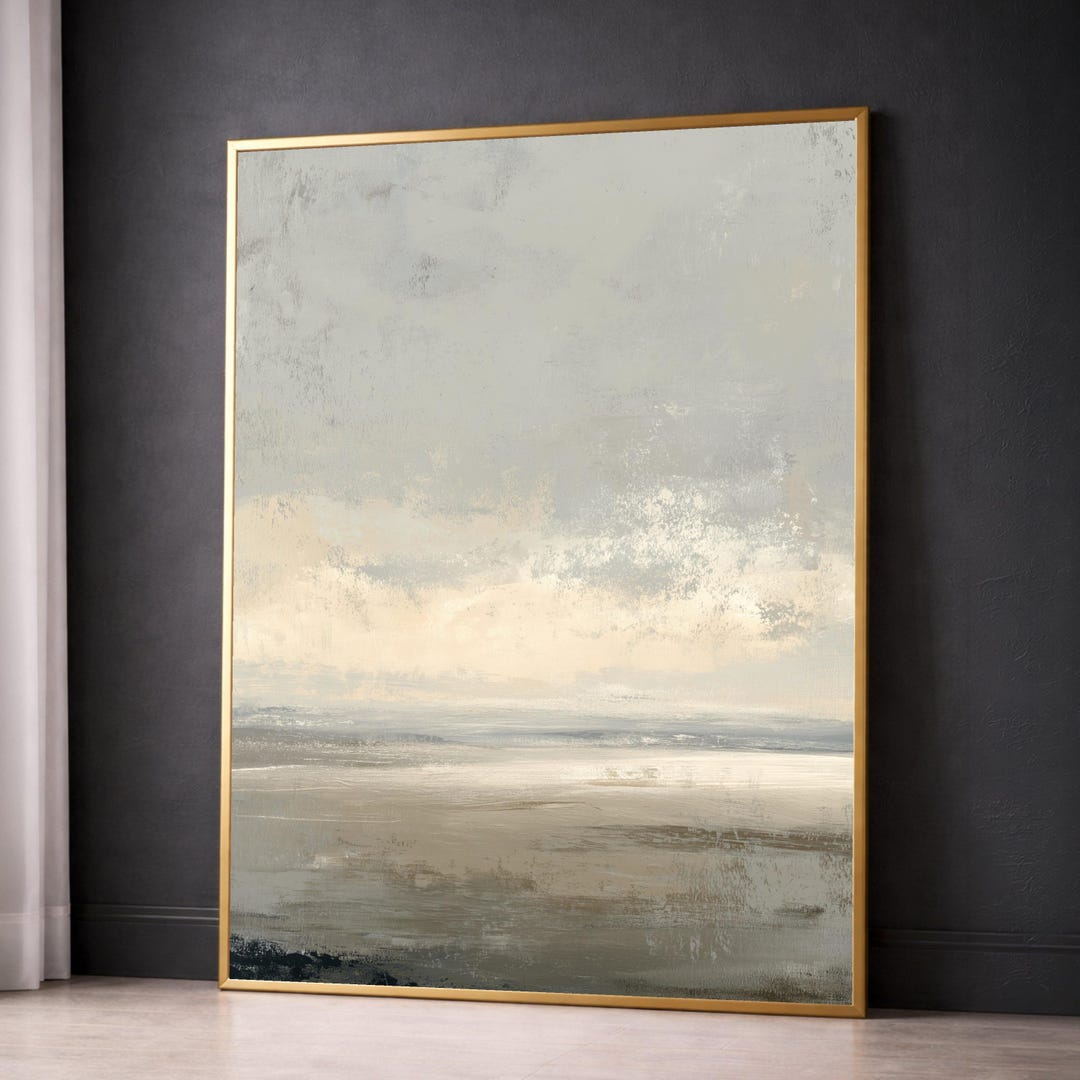 Abstract Coastal Landscape Art Print, Neutral Tones Wall Art, Modern ...