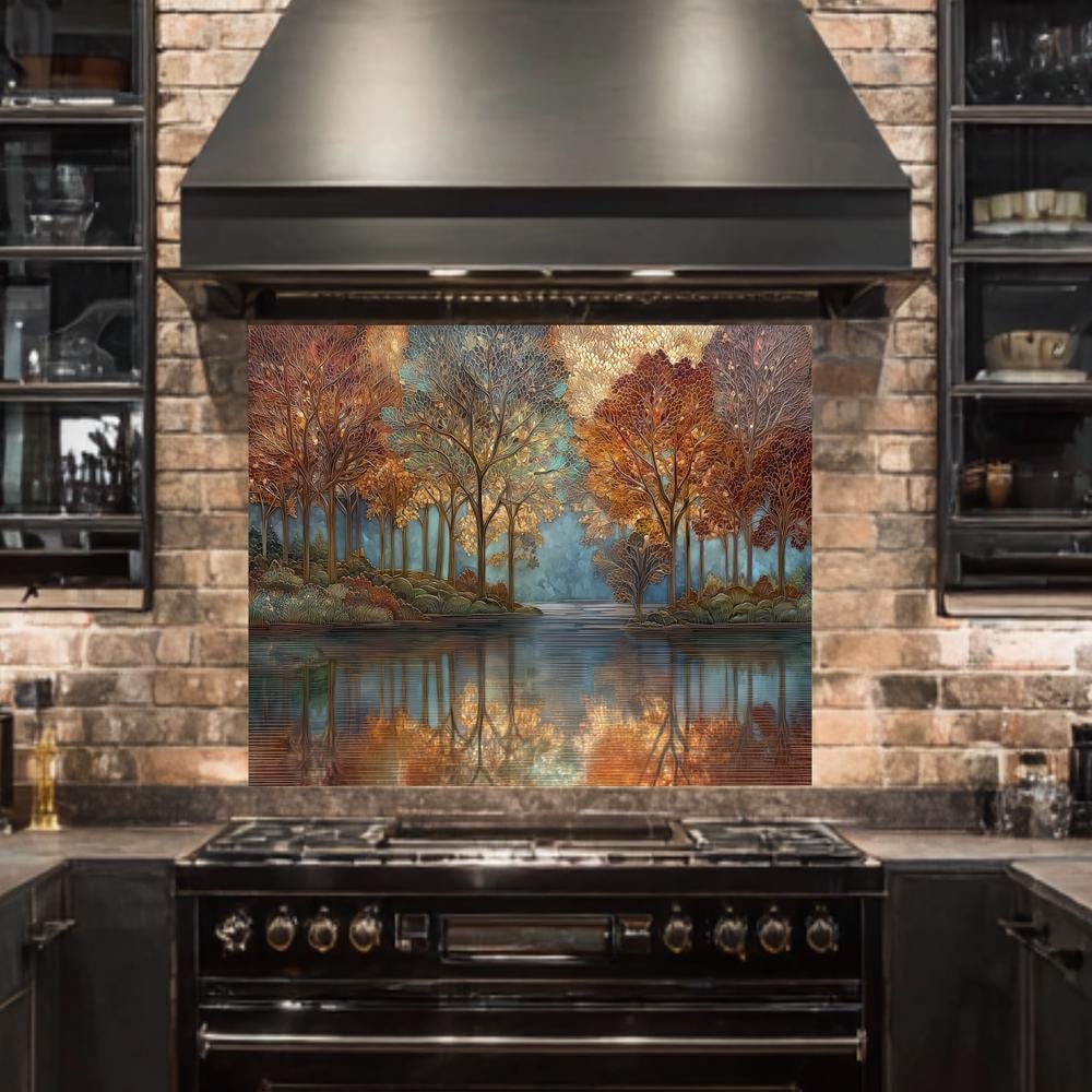 Nature Splashbacks Modern Nature Landscape Kitchen Backsplash, Mosaic Style Forest Wall ...