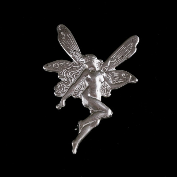 Fairy Faerie Sterling Silver Art Nouveau Style Pin