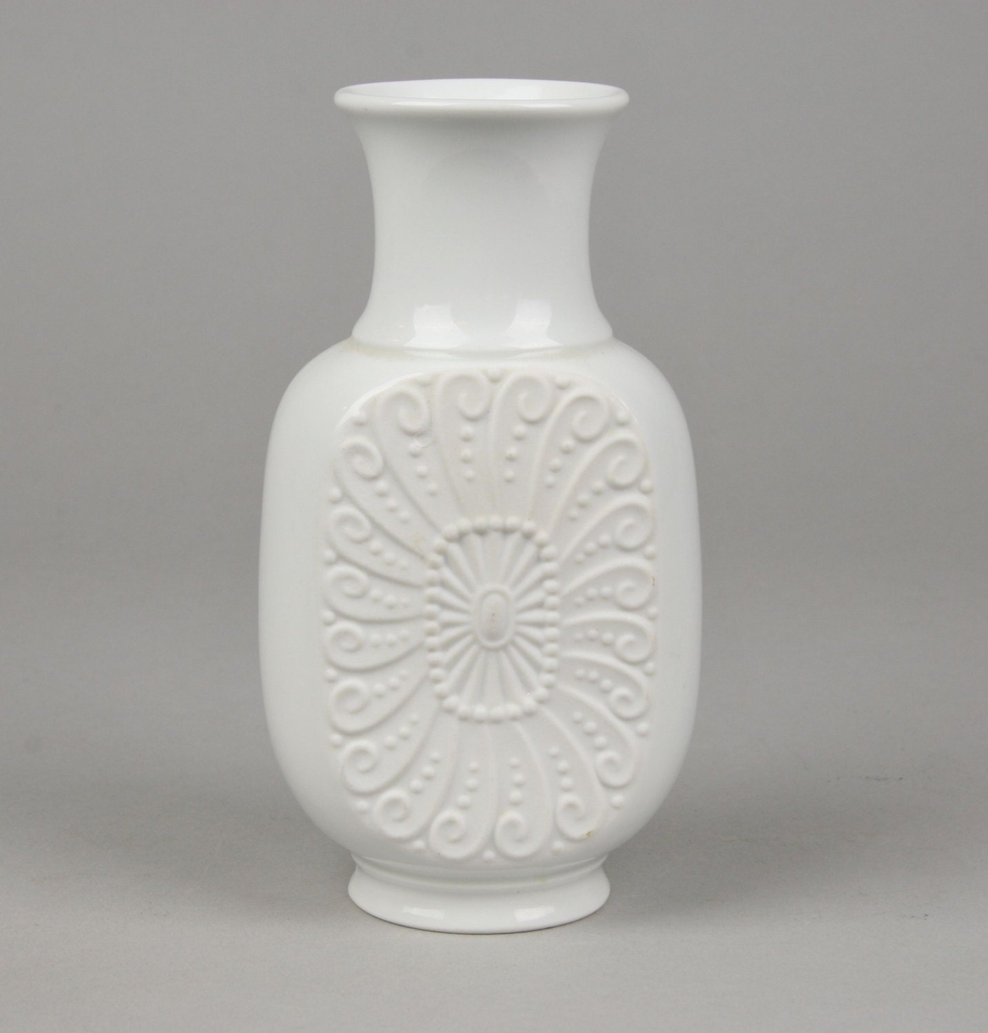 KPM Royal Porcelain. Vase White Embossed Hippie Style Etsy
