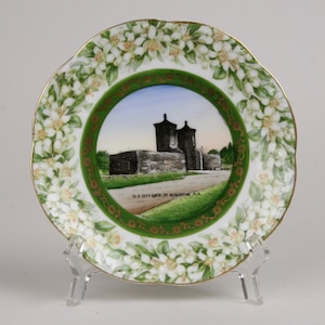St. Augustine Souvenir Plate: Old City Gate, Orange Blossom Ceramic