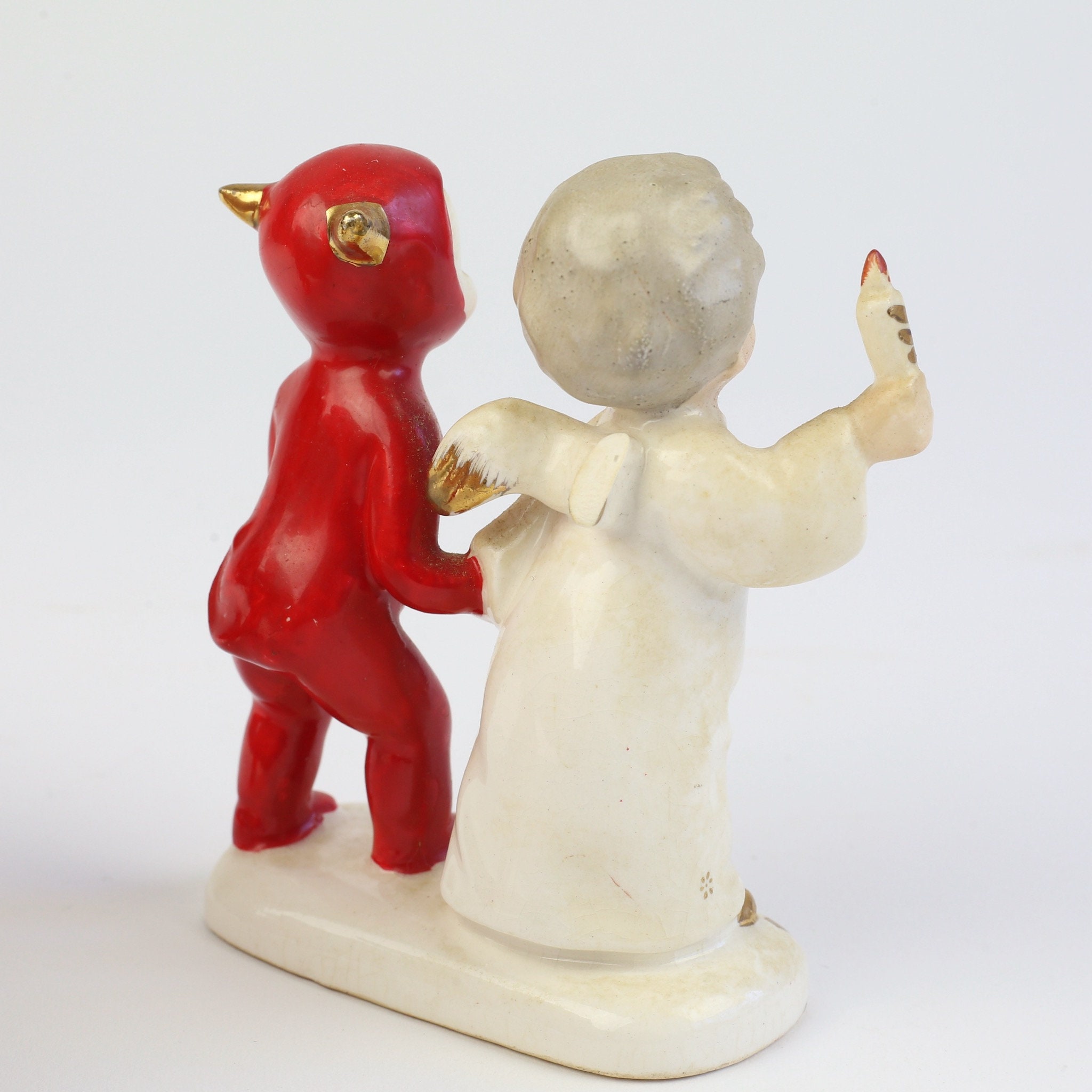 Angel With 2 Devils, SR Fine Quality Japan, Shabby Figurines, Missing Pitchforks and a Wing - Etsy Angel With 2 Devils, SR Fine Quality Japan, Shabby Figurines, Missing Pitchforks and a Wing - Etsy