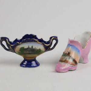 Antique Revere Beach Souvenir China: Condite Dance Hall Urn & Shoe, Germany Pre WWI