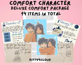 Custom Comfort Character Care Package | Personalized Letter, Character Journal, Doodles, Printable Stickers & One-Shot Story
