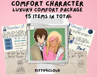 Custom Comfort Character Care Package | Personalized Letter, Character Journal, Doodles, Printable Stickers & One-Shot Story
