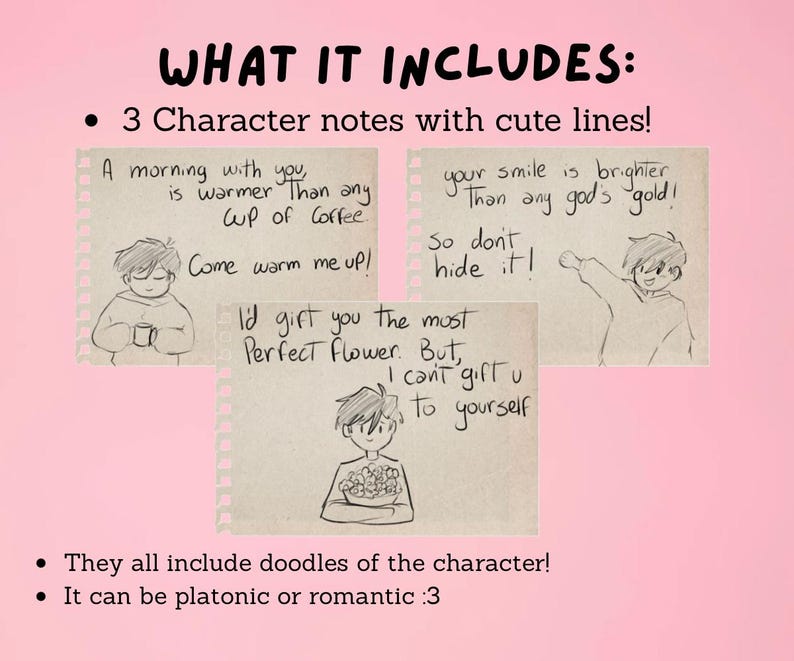 Custom Comfort Character Care Package | Personalized Letter, Character Journal, Doodles, Printable Stickers & One-Shot Story image 4