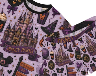 Disney Parks Halloween Pattern Pajama Set | Short Sleep Top and Shorts