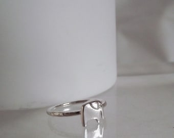 Stunning Handmade Lucky Elephant Sterling and Fine Silver Hammer Finished Stacking Ring