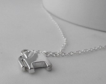 Stunning Handmade Solid Sterling Silver Lucky Cute Retro Elephant Pendant with Sterling Silver chain. Necklace