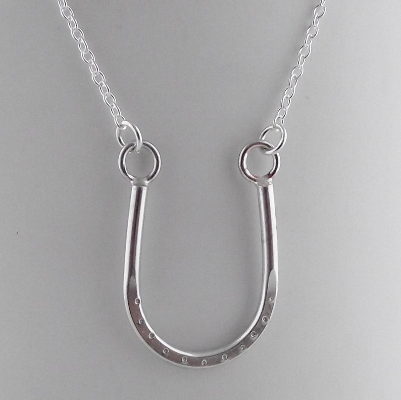 Stunning Handmade Solid Sterling Silver Lucky Equestrian Horseshoe Necklace Wedding 18th 21st with Sterling Silver Chain