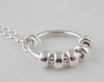 Milestone Necklace Sterling Silver Moving Rings Big-O Birthday Family Tree Pendant