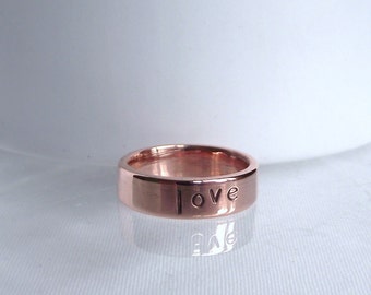 Handmade Recycle Solid Copper Personalise Inspirational "love " Ring
