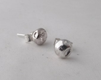 Stunning Handmade Solid Sterling Silver Organic Form Nugget Stud Earrings