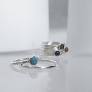 Stunning Handmade Bezel Set Turquoise Sterling Silver Stacking Ring FREE 2nd Ring