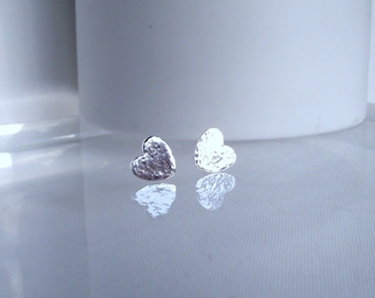 Stunning Handmade Love Heart Pure Silver 999 Hammer Finish Earrings