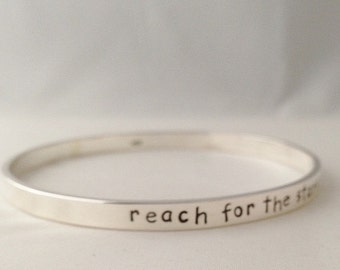 Stunning Handmade Name Date Message Solid Sterling Silver Personalised Bangle
