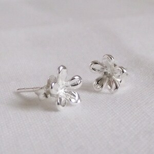 Beautifully Detailed Handmade Sparkling Flower Sterling Silver 925 Earrings Unique Gift