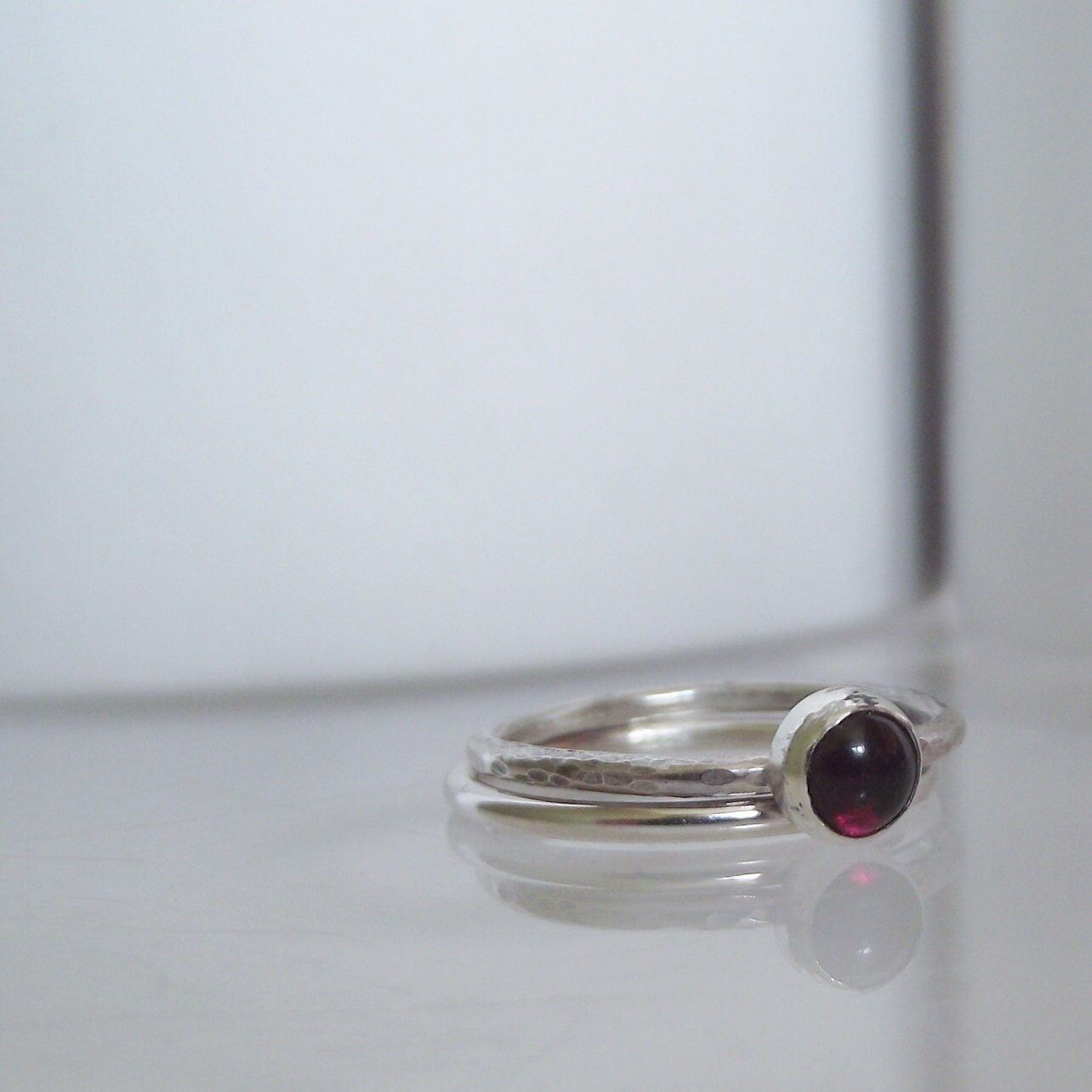Stunning Handmade Bezel Set Deep Red Garnet Sterling Silver Stacking ...