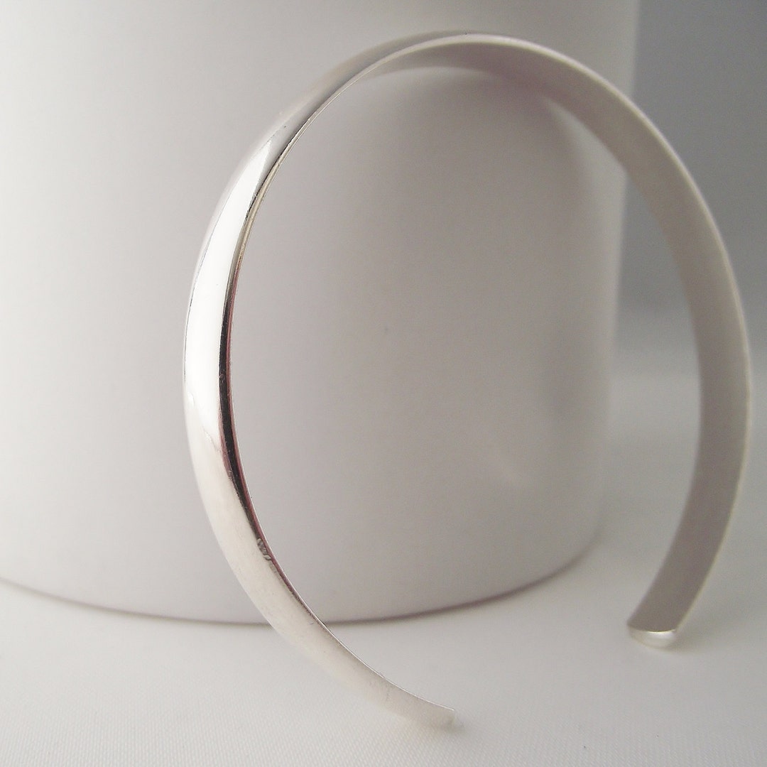 Handmade Hallmarked Sterling Silver Adjustable Cuff Bangle Bracelet - 6mm Wide