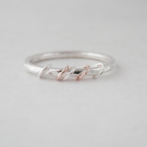 Stunning Handmade Contrasting Sterling Silver and Rose Gold Fidget Anxiety Stacking Ring 1.8mm