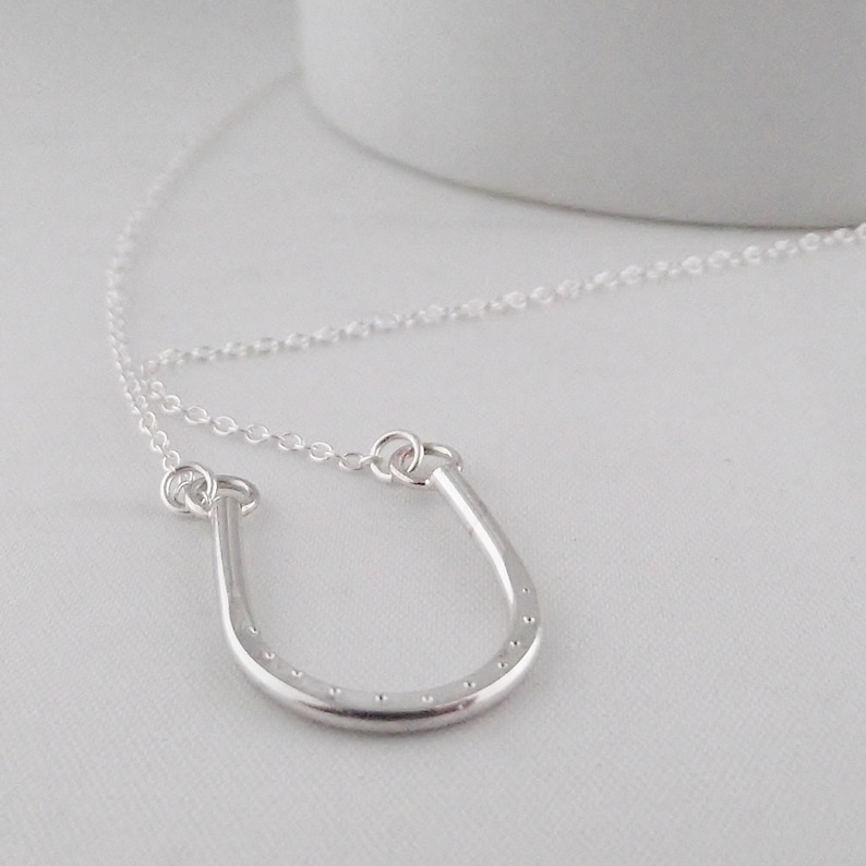 Stunning Handmade Solid Sterling Silver Lucky Equestrian Horseshoe Necklace Wedding 18th 21st with Sterling Silver Chain