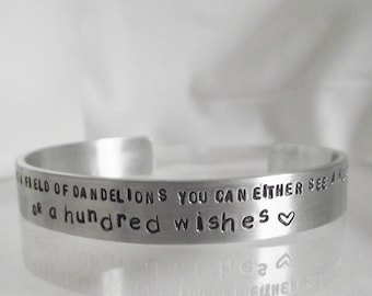 Gorgeous Handmade Personalised "...a hundred wishes" Aluminium Statement Cuff Bangle