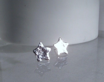 Schöne handgemachte funkelnde Sterne aus reinem Silber 999 Hammerschlag Finish