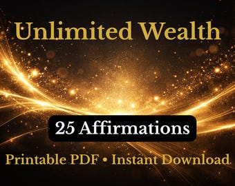 Unlimited Wealth Affirmations PDF, 25 Money Mindset (Digital Download)